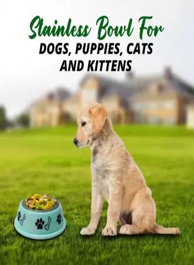 Pups&Pets وعاء طعام وماء مطبوع مضاد للانزلاق من الفولاذ المقاوم للصدأ من Pups&Pets، سعة 400 مل، مناسب للكلاب الصغيرة والجراء والقطط، ألوان متنوعة - Image 4